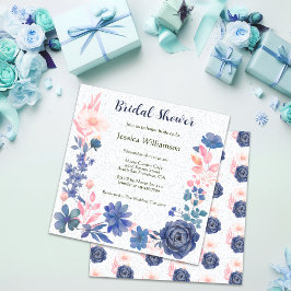 Indigo Blush Bloemen Vrijgezellenfeest Aanpassen Kaart