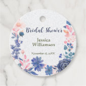 Indigo Blush Florals Bruiloft Customize Bedankjes Labels (Voorkant)