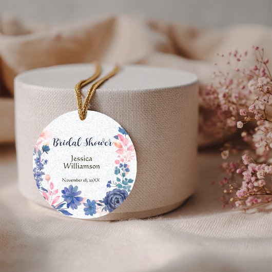 Indigo Blush Florals Bruiloft Customize Bedankjes Labels