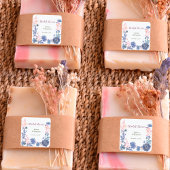 Indigo Blush Florals Bruiloft Customize Vierkante Sticker