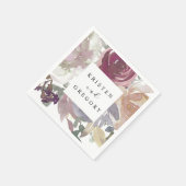 Indigo Blush Nostalgische Bloemen Monogram Bruilof Servet (Hoek)