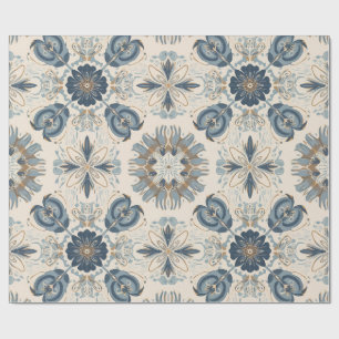 Indigo Boho Bloemrijke Mandala's  Cadeaupapier