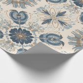 Indigo Boho Bloemrijke Mandala's Cadeaupapier (Hoek)