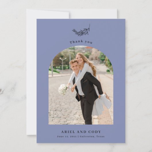 Indigo | Boho Boog Trouwfoto Bedankkaart (Voorkant)