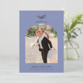 Indigo | Boho Boog Trouwfoto Bedankkaart (Staand voorkant)