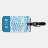 Indigo Boho Chevron monogram Bagagelabel (Voorkant horizontaal)