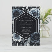 Indigo Botanical Romantic Wedding Kaart (Staand voorkant)