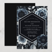 Indigo Botanical Romantic Wedding Kaart (Voorkant / Achterkant)