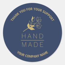 Indigo Botanical Simple Minimalist Handmade  Ronde Sticker