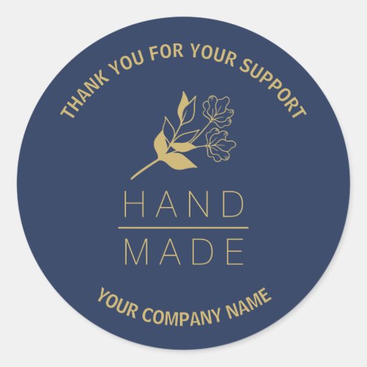 Indigo Botanical Simple Minimalist Handmade Ronde Sticker (Voorkant)