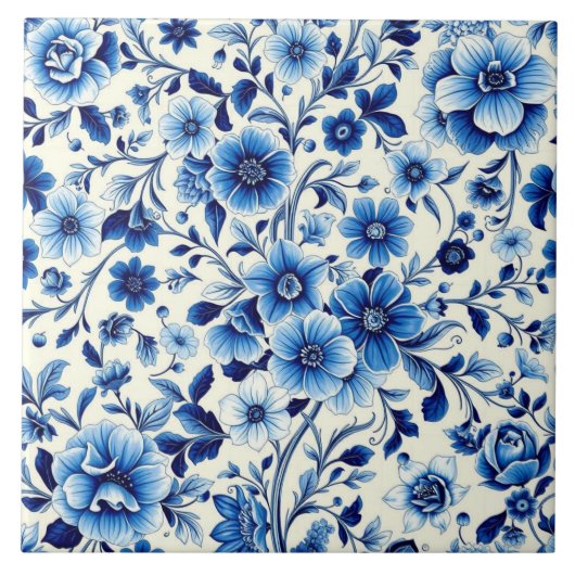 indigo botanische tegels tegeltje (Voorkant)