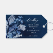 Indigo Botanische Waterverf bruiloft Cadeaulabel (Voorkant (Horizontaal))