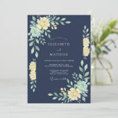 Indigo Boter Loof Eucalyptus Bruiloft Kaart (Staand voorkant)