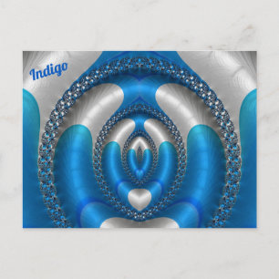 INDIGO Bright!~ Blue White 3D Fractal Design ~ Briefkaart