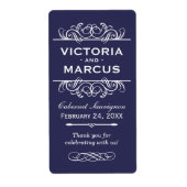 Indigo Bruiloft Wijnfles Monogram Favoriet Labels (Voorkant)