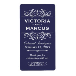 Indigo Bruiloft Wijnfles Monogram Favoriet Labels