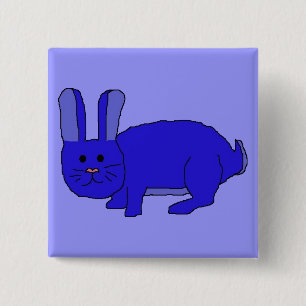 Indigo Bunny pin Vierkante Button 5,1 Cm
