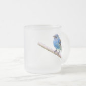 Indigo Bunting Afbeelding Matglas Koffiemok (Voorkant rechts)