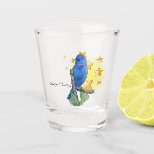 Indigo Bunting Bird is een ster Shot Glas (Voorkant)