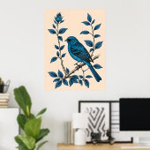 Indigo Bunting Bliss - Een lied van kleuren Poster (Thuiskantoor)