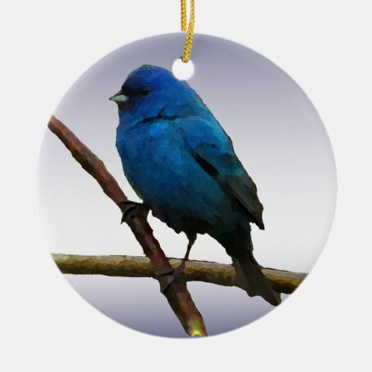 Indigo Bunting Keramisch Ornament (Voorkant)
