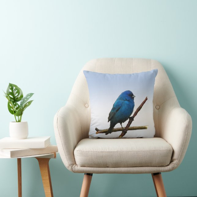Indigo Bunting Kussen (Stoel)