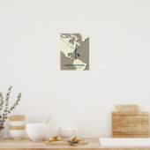 Indigo Bunting Migration Map – Minimalistische Vin Poster (Keuken)