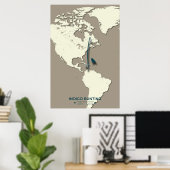 Indigo Bunting Migration Map – Minimalistische Vin Poster (Thuiskantoor)