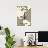 Indigo Bunting Migration Map – Minimalistische Vin Poster (Thuiskantoor)