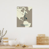 Indigo Bunting Migration Map – Minimalistische Vin Poster (Keuken)