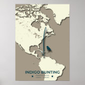 Indigo Bunting Migration Map – Minimalistische Vin Poster (Voorkant)