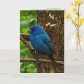 Indigo Bunting Moederdag Kaart (Gele Bloem)
