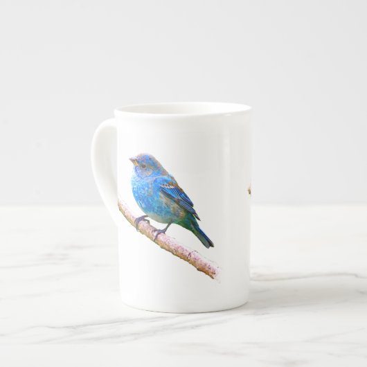 Indigo Bunting op het Ontwerp van de Tak Porselein Kop (Links)