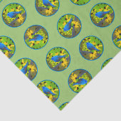 Indigo Bunting op schutting Schilderen Originele V Tissuepapier (Detail)