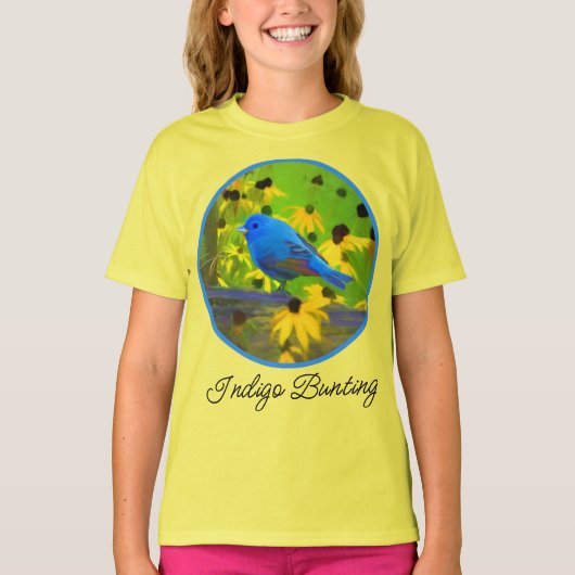 Indigo Bunting Painting - Original Bird Art T-Shir T-shirt (Voorkant)