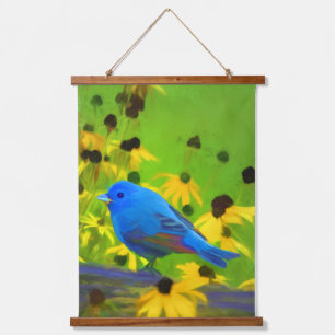 Indigo Bunting Painting - Originele Wild Bird Art Hangend Wandkleed