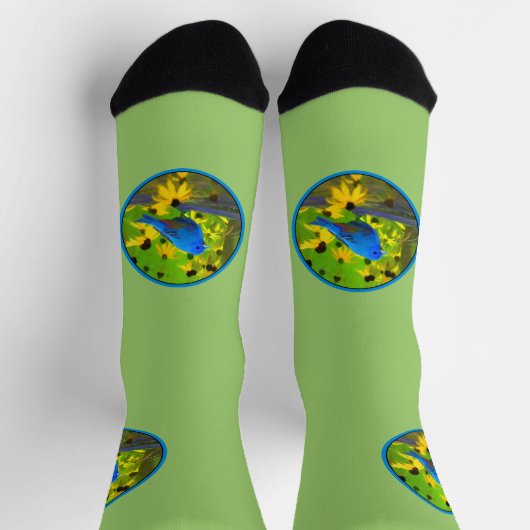 Indigo Bunting Painting - Originele Wild Bird Art Sokken (Top)