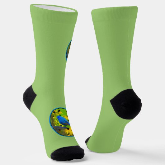 Indigo Bunting Painting - Originele Wild Bird Art Sokken (Gebogen)