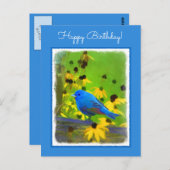 Indigo Bunting Schilderen - Oorspronkelijke vogelk Briefkaart (Voorkant / Achterkant)