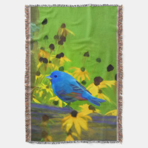 Indigo Bunting Schilderen - Oorspronkelijke vogelk Deken