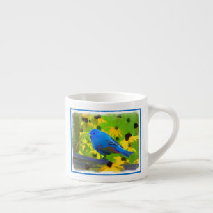Indigo Bunting Schilderen - Oorspronkelijke vogelk Espresso Kop