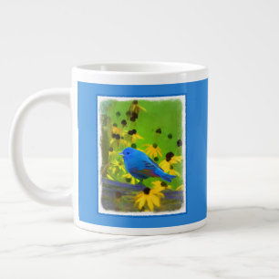 Indigo Bunting Schilderen - Oorspronkelijke vogelk Grote Koffiekop