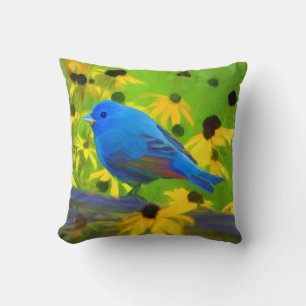 Indigo Bunting Schilderen - Oorspronkelijke vogelk Kussen