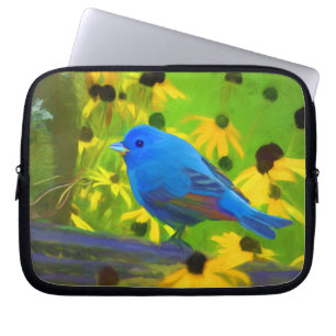 Indigo Bunting Schilderen - Oorspronkelijke vogelk Laptop Sleeve