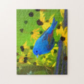 Indigo Bunting Schilderen - Oorspronkelijke vogelk Legpuzzel (Verticaal)