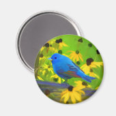 Indigo Bunting Schilderen - Oorspronkelijke vogelk Magneet (Voorkant / Achterkant)