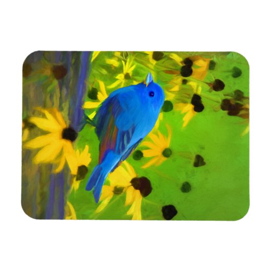 Indigo Bunting Schilderen - Oorspronkelijke vogelk Magneet (Horizontaal)