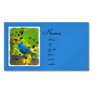 Indigo Bunting Schilderen - Oorspronkelijke vogelk Magnetisch Visitekaartje