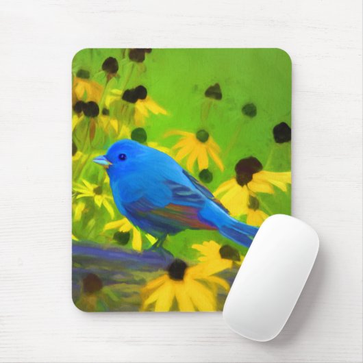 Indigo Bunting Schilderen - Oorspronkelijke vogelk Muismat (Met muis)