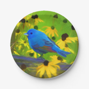 Indigo Bunting Schilderen - Oorspronkelijke vogelk Papieren Bordje